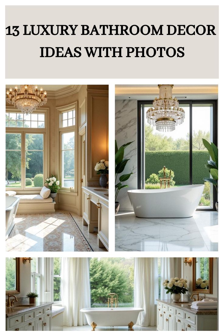 13 Luxury Bathroom Decor Ideas with Photos Luxury Bathroom Decor, Upscale Bathroom, Farm Kitchen Decor, Yellow Bathroom Decor, Elegant Shower Curtains, Trendy Mirrors, Simple Bathroom Decor, Blue Bathroom Decor, Bathroom Decor Luxury