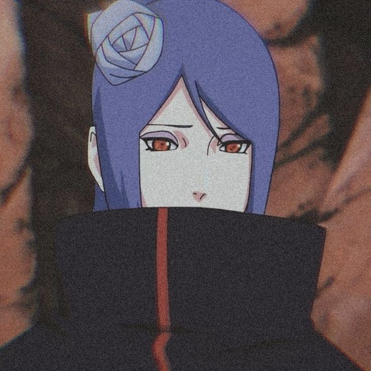 an anime character with blue hair and orange eyes