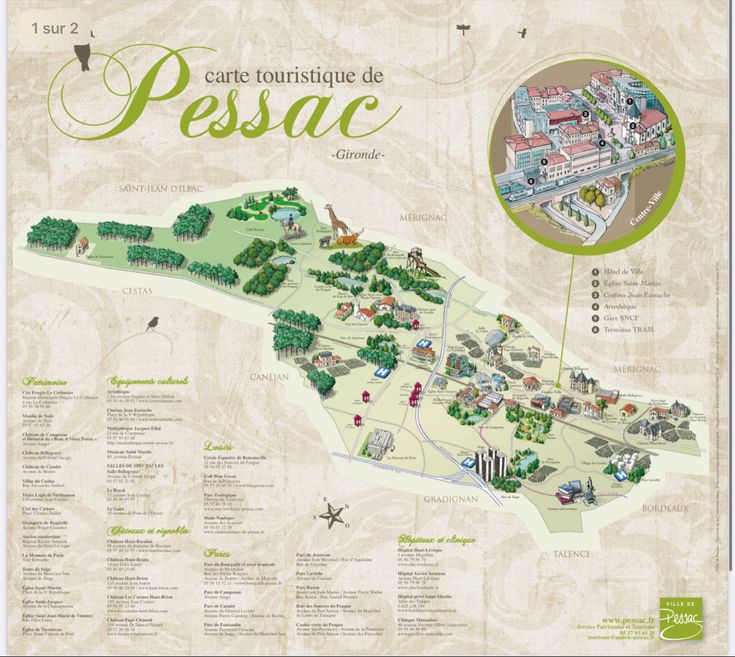 a map of the city of pesac in france, with information about it