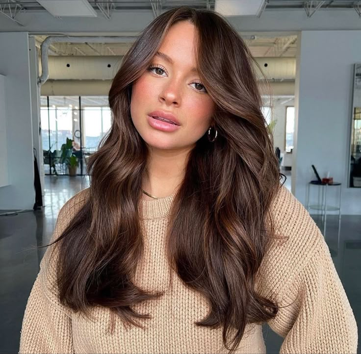 Chocolate Brown Hair Color With Highlights Caramel, Rich Chocolate Brown Hair With Dimension, Dimension Balayage, Maple Brown Hair, Rich Brunette Hair, Mocha Brown Hair, Rich Brown Hair, Warm Brown Hair, Rambut Brunette