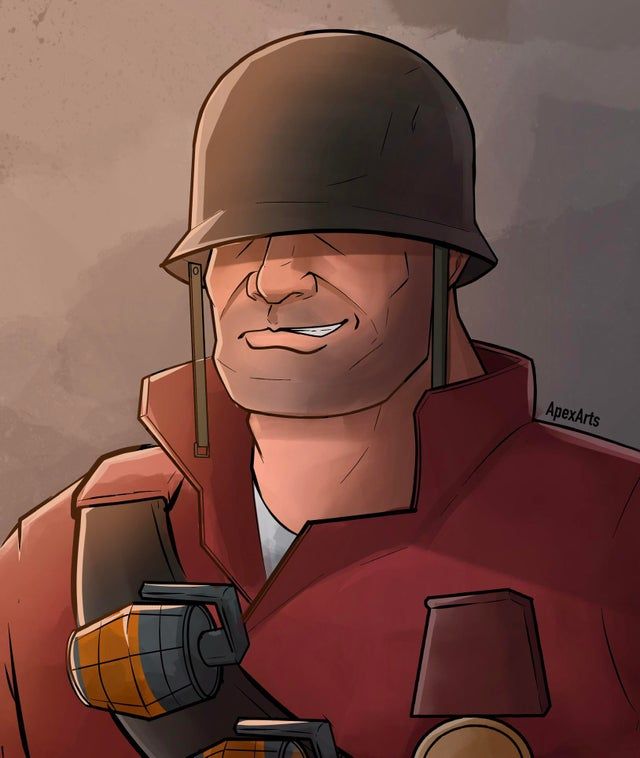 Soldier fanart I made a while back - tf2 Soldier Tf2 Fanart, Team Fortress 2 Soldier, Soldier Fanart, Soldier Tf2, Running Map, Tf2 Soldier, Simple Characters, Tf2 Fanart, Balloon Race