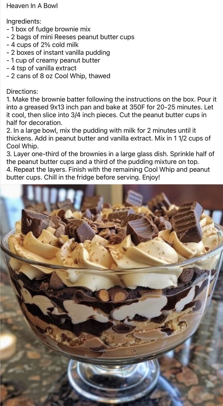 an image of a dessert in a bowl with instructions on how to bake it