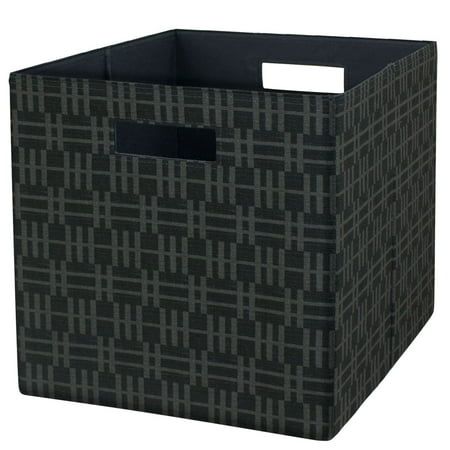 a black and grey storage bin with handles on it's sides, in front of a white background