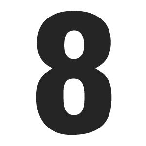 the number 8 is shown in black on a white background