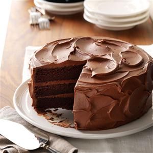 a chocolate cake with one slice cut out