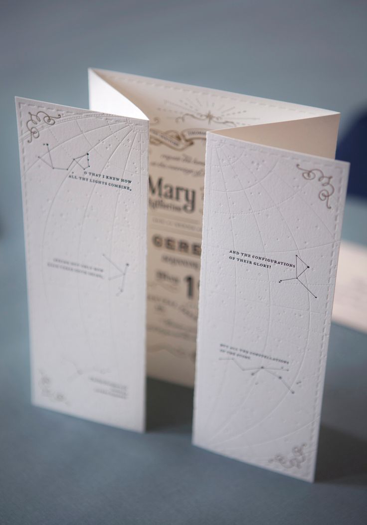 the inside of a folded wedding card