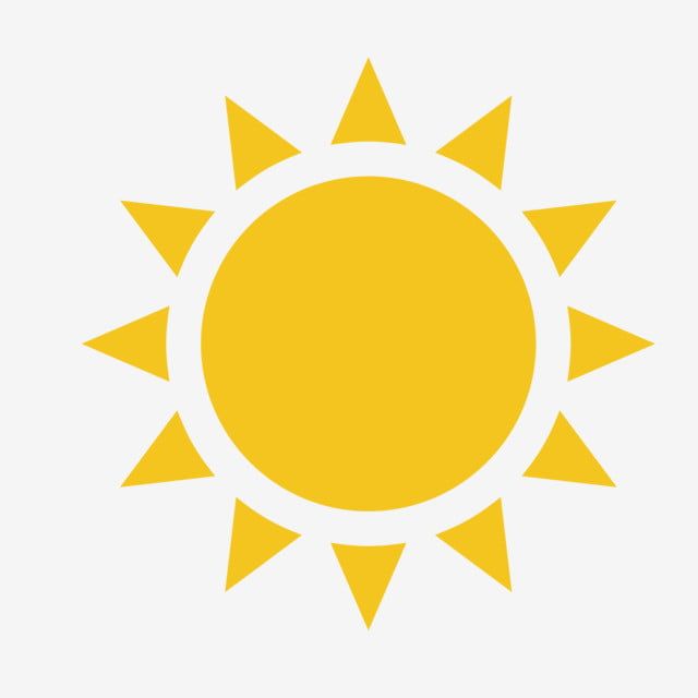 the sun icon is shown in yellow and white, with four pointed points on each side