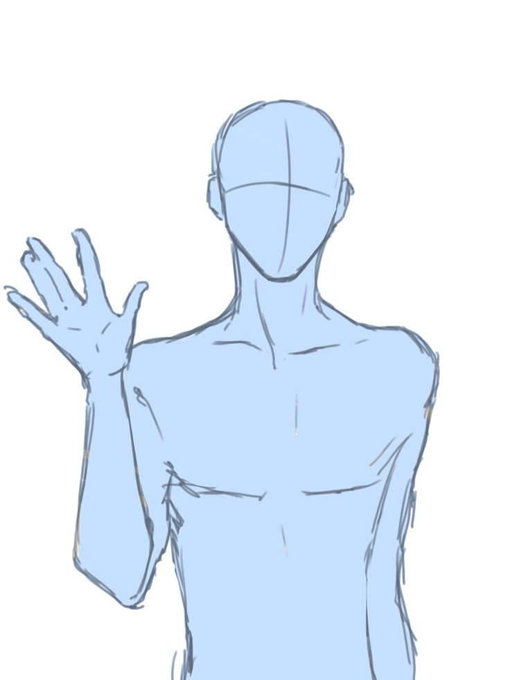 a drawing of a man's torso with his hands up in front of him