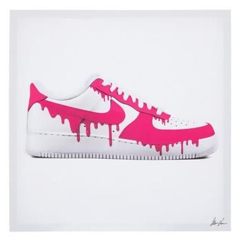 Dimensions: 16" H x 16" W x 1.25" D Material: Canvas & MDF Shape: Square Color: White, Pink & Black Orientation: Vertical Includes: 1 Sawtooth Hanger Quantity: 1 Sprinkle in sporty accent pieces into your home when you decorate with this Melted Pink Nike Canvas Wall Decor! This piece features a side profile of one white sneaker with melted pink embellishments. On the left side of the shoe is the iconic Nike swish logo. Upgrade your bedroom with this intriguing piece! Pink Embellishments, Nike Drip, Cc Shoes, Wall Decor Hobby Lobby, Preppy Shoes, Jordan Shoes Retro, Nike Swoosh Logo, Shoes Retro, Cute Nike Shoes