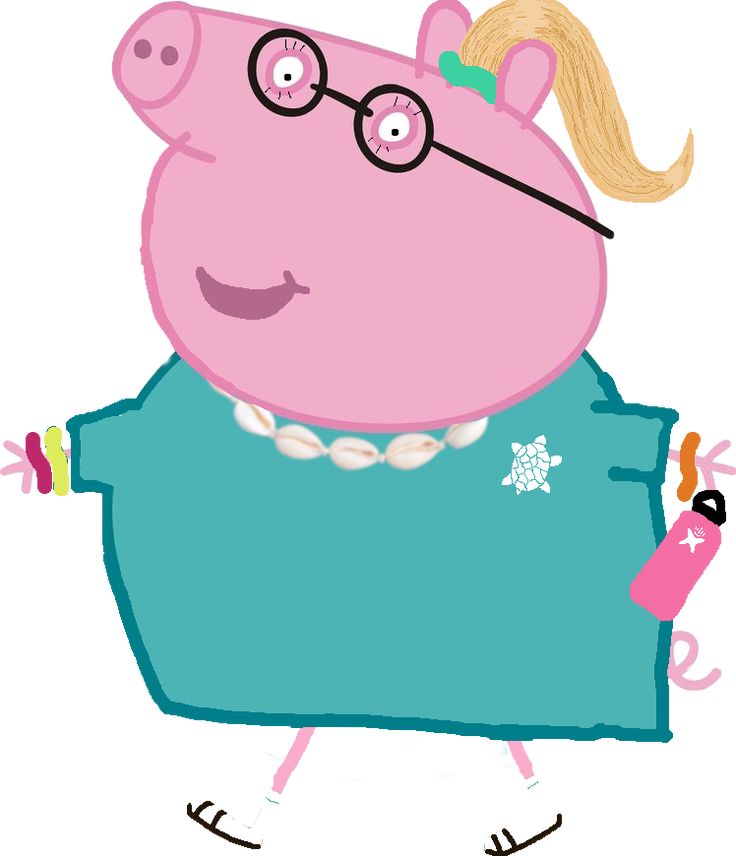 a cartoon pig with glasses and a sweater