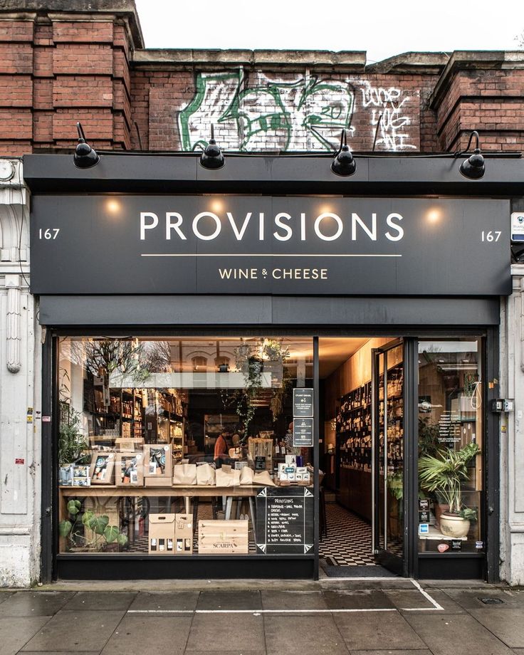 a store front with the words provisions written on it