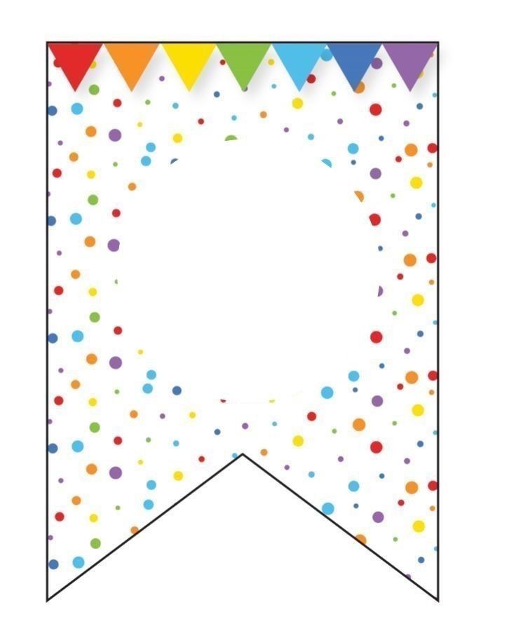 a colorful party banner with confetti and streamers on the border, in white background