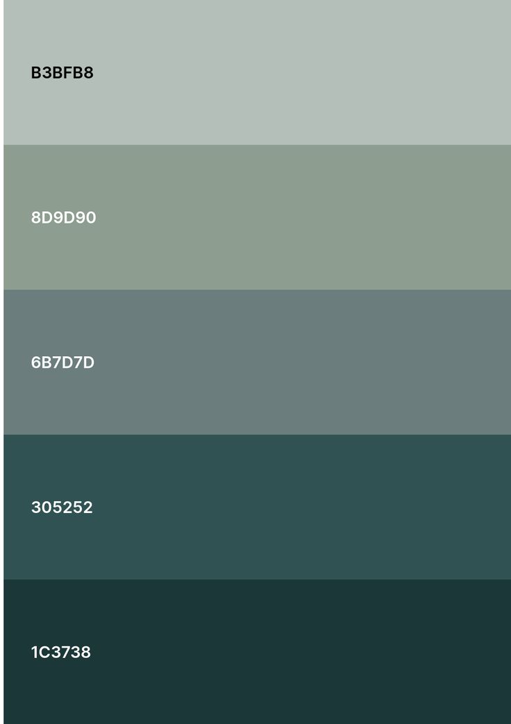 shades of green and grey are shown in this color palette