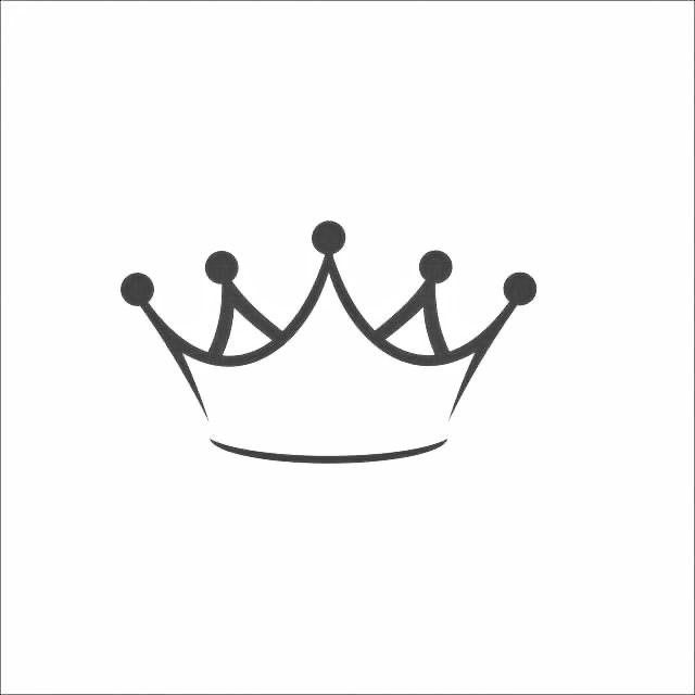 a black and white drawing of a crown with three dots on the top of it