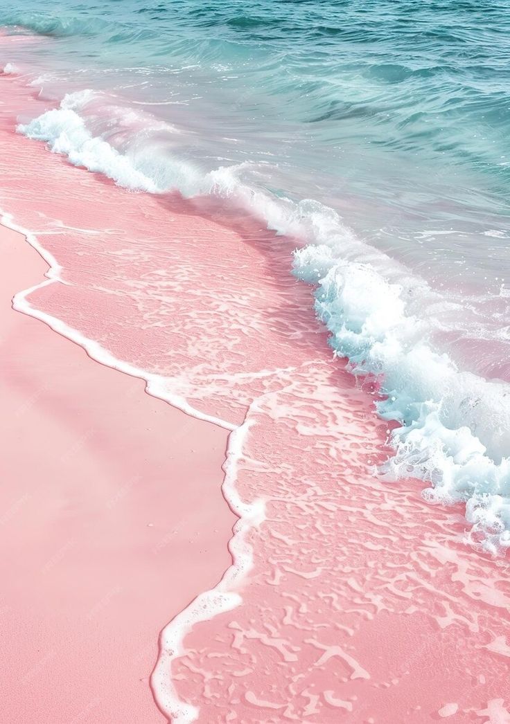 the water is pink and blue in color