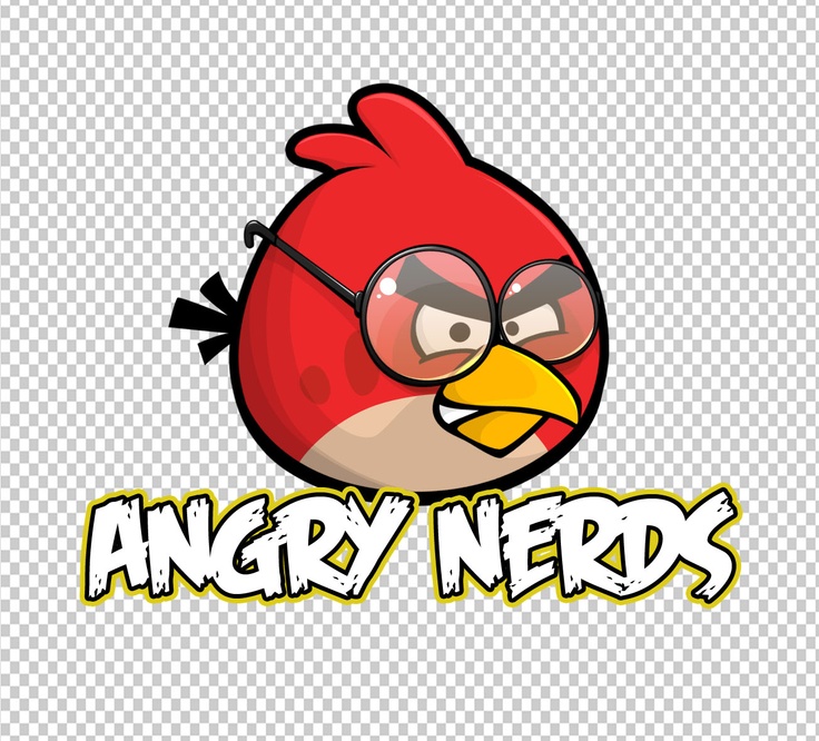 an angry bird with glasses and the words angry nerds