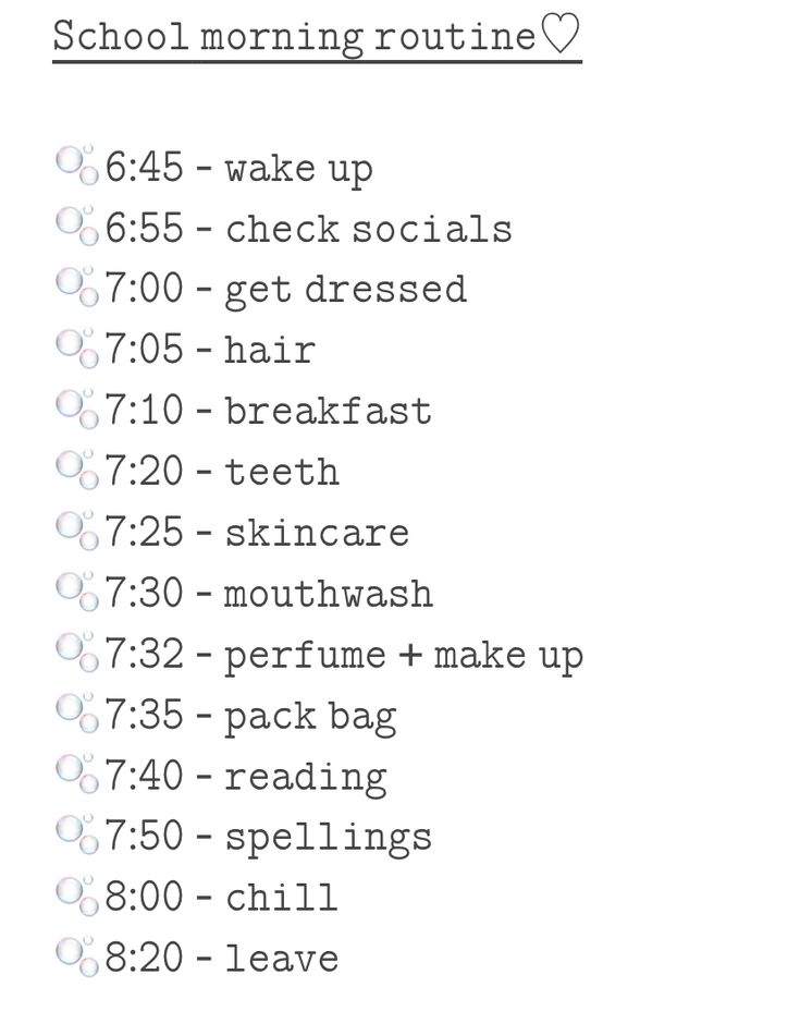 a list with the words school morning routine on it