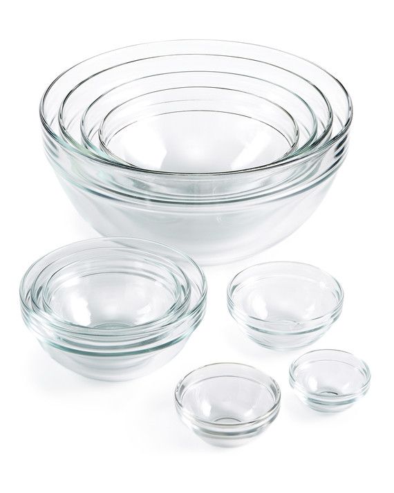 glass mixing bowl set with four bowls