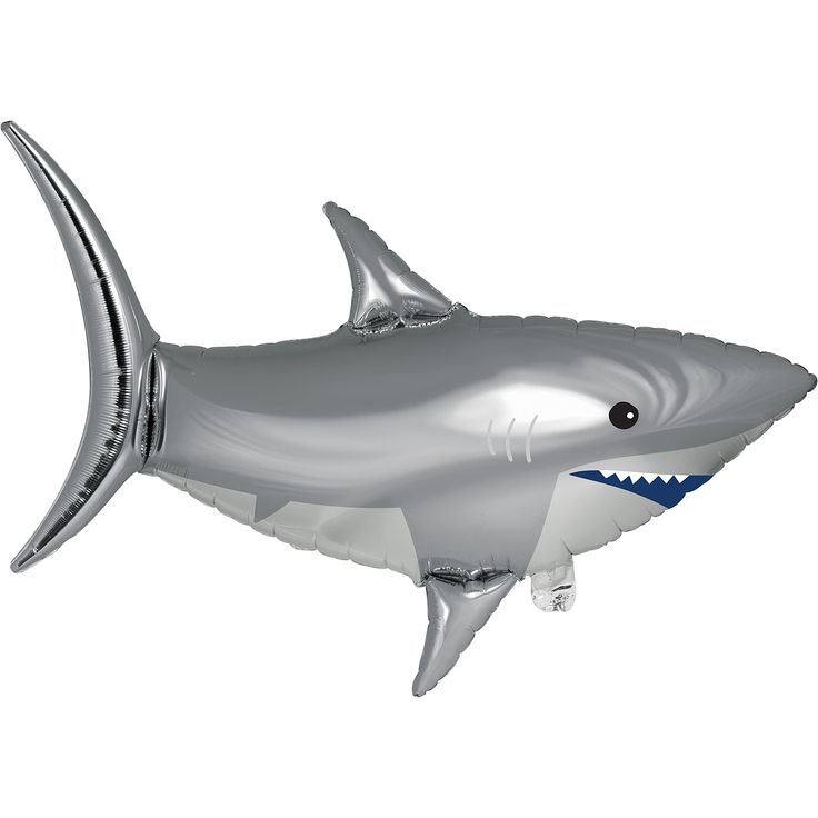 an inflatable shark balloon is shown on a white background