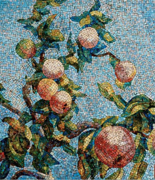 an apple tree is depicted in this mosaic