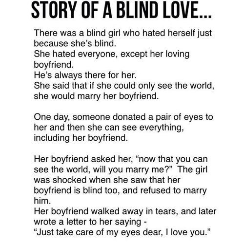 a poem written in black and white with the caption story of a blind love