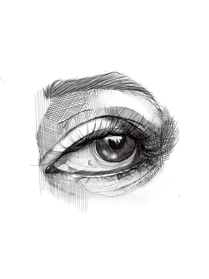 a drawing of an eye with the iris partially closed and part of the iris visible