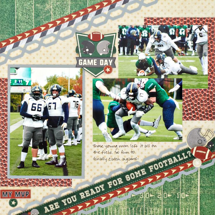 a scrapbook page featuring football players