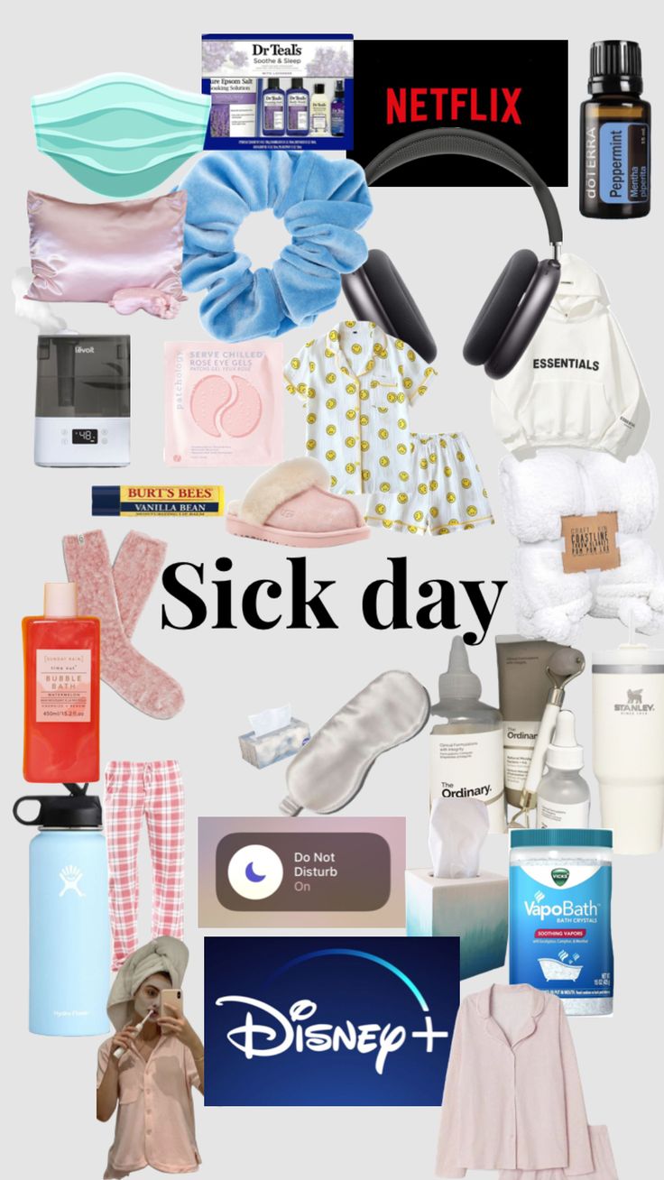 What To When Your Sick, Sick Day Essentials Aesthetic, Sick Day Essentials For Her, Self Care Sick Days, Sick Day Checklist, Sick Day Schedule, Tips For A Sick Day, What To Do If Ur Sick, Sick Day Routine Aesthetic