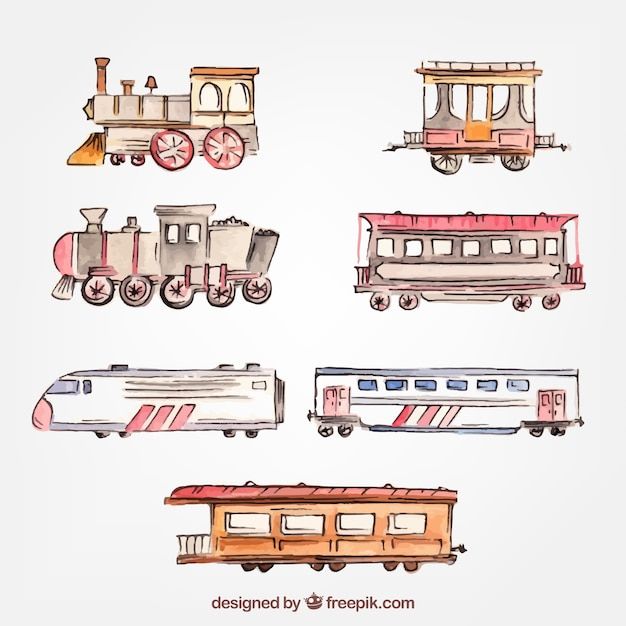 different types of trains drawn by hand