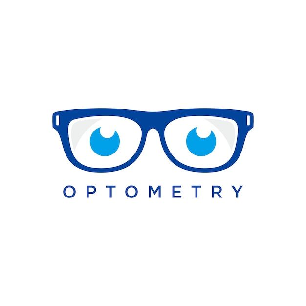 the logo for optometry, which is designed to look like an eye with blue glasses