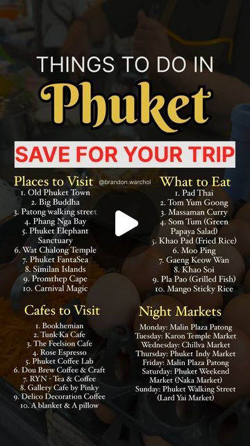 an advertisement with the words things to do in phuket save for your trip