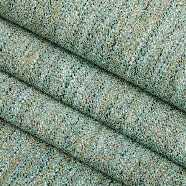 three pieces of green and yellow tweed fabric