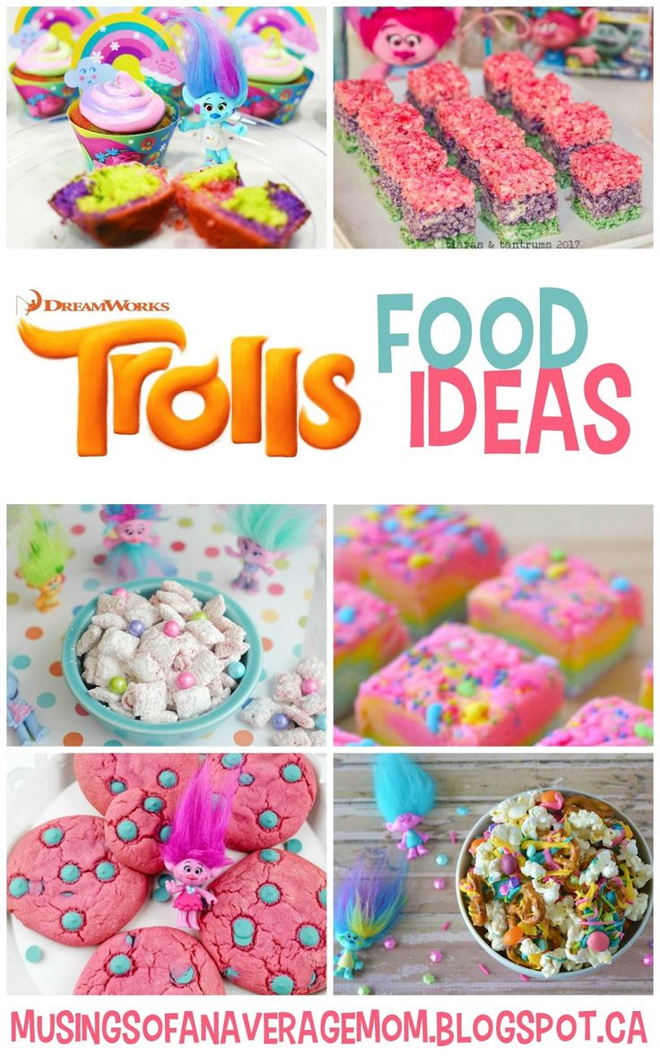 colorful treats and desserts are featured in this collage with the words, food ideas