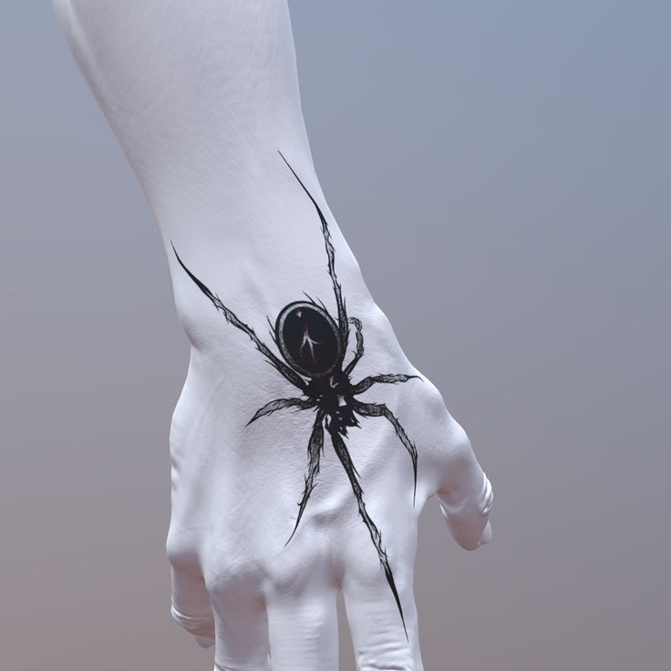 a hand with a spider painted on it