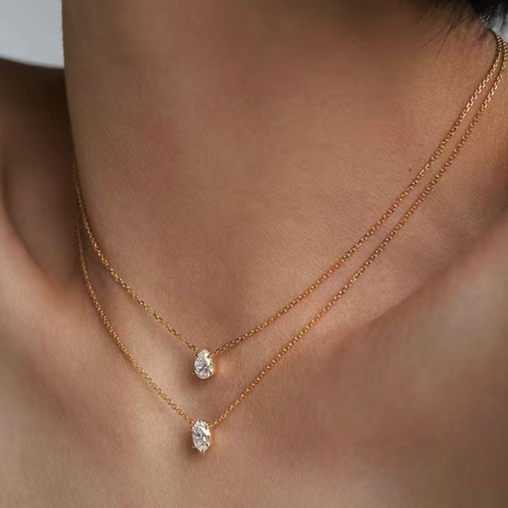 Fashionable Double Necklace Set With Zircon Water Drop And Goose Egg Oval - A Stylish Temperament! New With Tags. 3/$20 Bundle. Double Necklace, Fine Gold Jewelry, Jewelry Design Necklace, Drop Necklace, Water Drops, Water Drop, Tattoos And Piercings, Necklace Set, Womens Jewelry Necklace