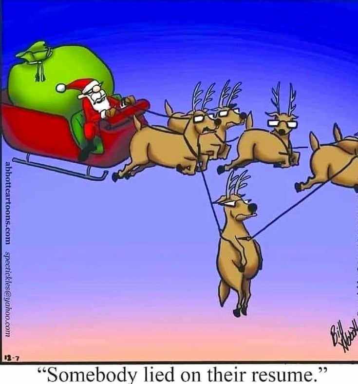 santa claus is riding in his sleigh with reindeers on it and he says, somebody led on their resume?