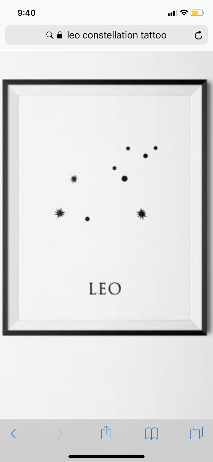 an image of the leo constellation tattoo is displayed on a cell phone with other zodiac symbols