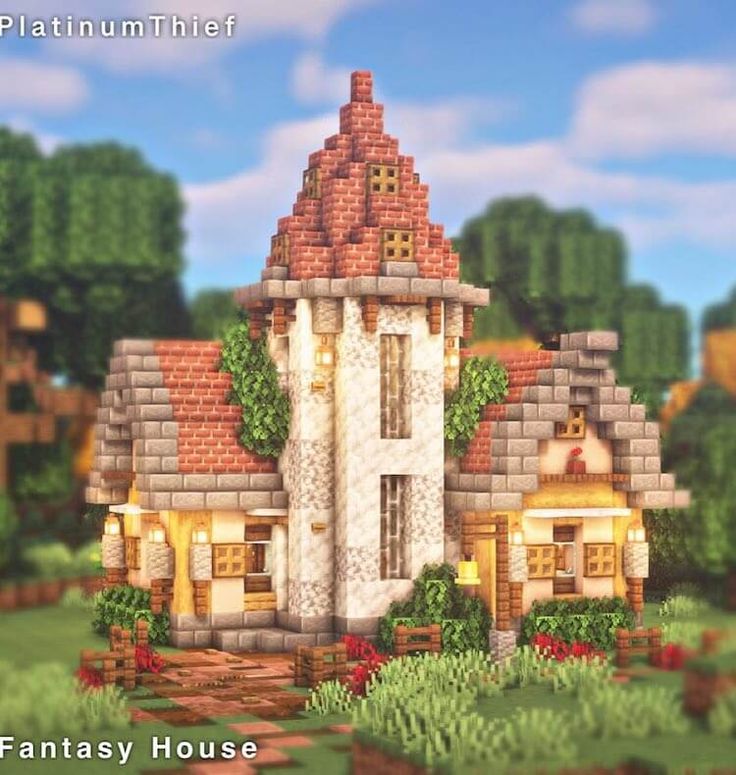 Minecraft House Ideas Cottage, Chalet Minecraft, Minecraft Fantasy House, Cottage Build, Cottage Minecraft, Minecraft House Ideas, Cottage Core Minecraft House, Cottagecore Minecraft, Minecraft Decoration