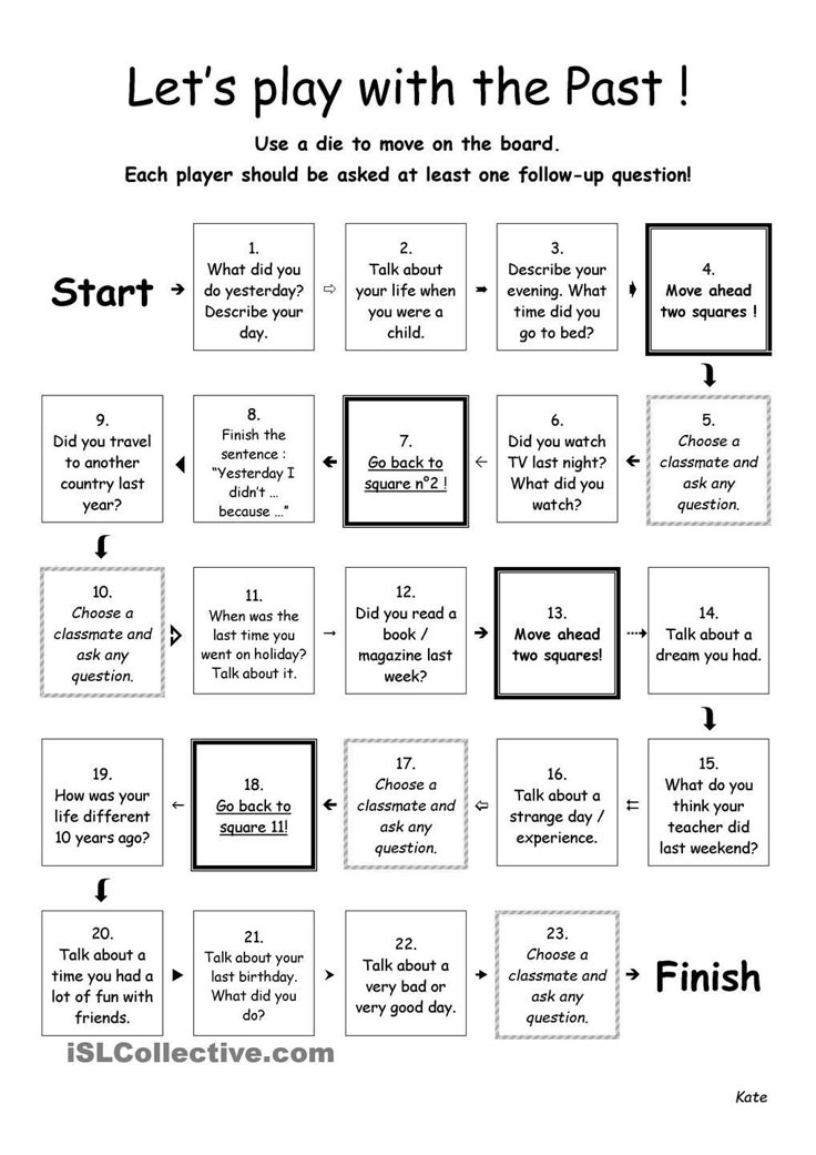 an activity sheet for students to learn how to play with the past