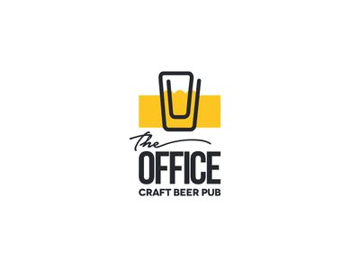 the office craft beer pub logo with a pint of beer on it's side