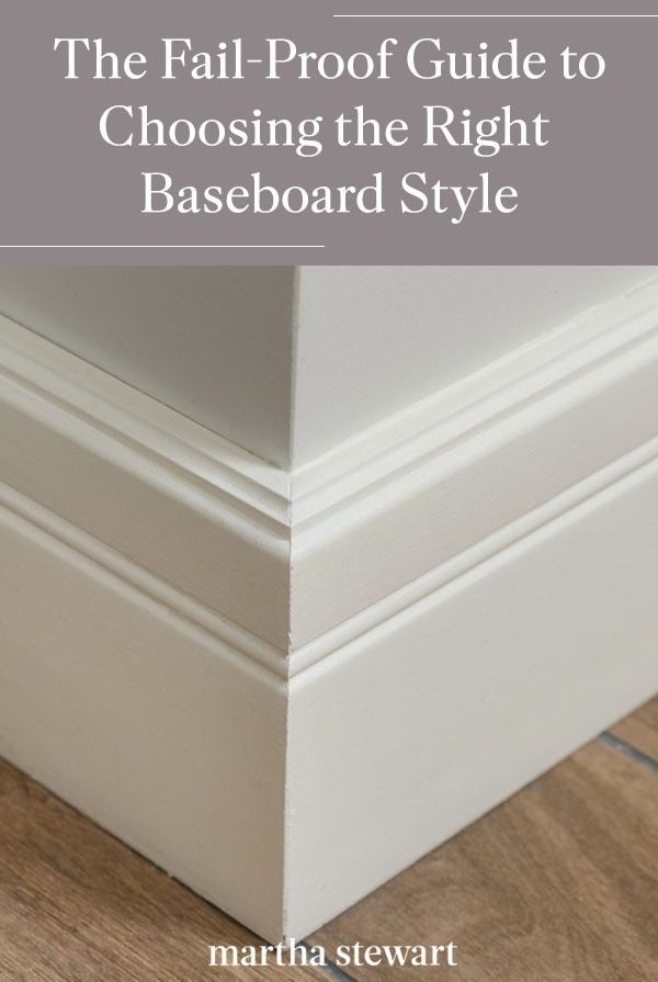 Learn how to choose baseboards for your home with this comprehensive guide. It outlines the most popular baseboard styles and materials—and will even help you decide whether or not you should paint this part of your wall. Trim For House Baseboards, Trim Designs Baseboards, 10 Inch Baseboards, Different Baseboard Styles, Farmhouse Interior Trim Styles, How To Pick Baseboards, Modern Traditional Baseboard, Floor Trim Ideas Baseboards Modern, Adding To Baseboard Trim