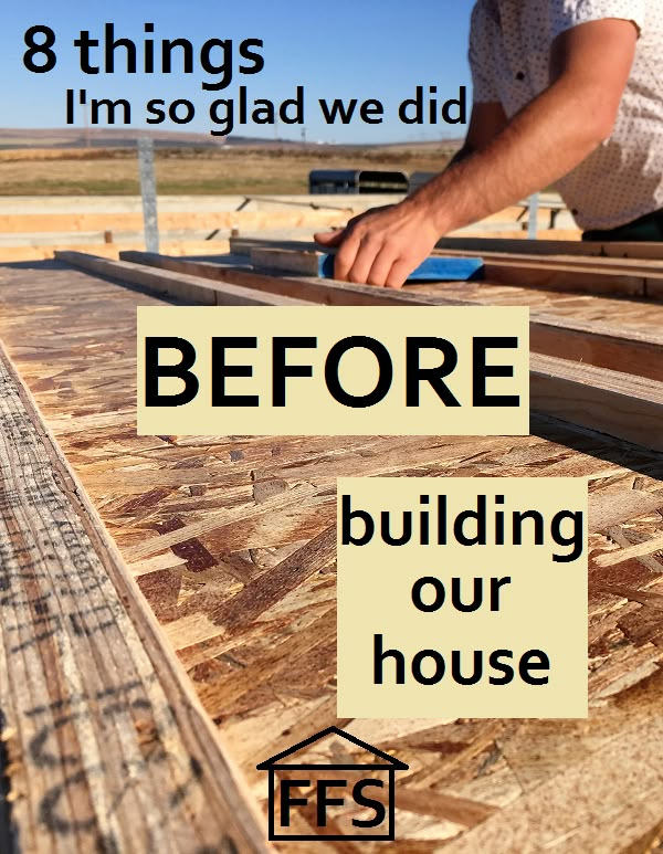 a man is working on wood with the words before building our house above it and below him