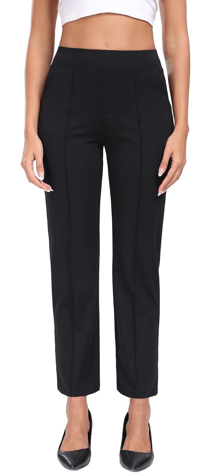 PRICES MAY VARY. ➤Make Your Legs More Beautiful: Agenlulu dress pants for women use ankle length & straight leg version, combined with the high waisted design, shape visually slims the silhouette, elongates the proportion of the lower body and makes the legs look more slender. ➤Easy to Match: Pull on and straight design creates a streamlined look, match well with high heels, boots, flats or athletic shoes. Enhancing your body's beauty and boosting your confidence at work, travel, casual, busines Women’s Work Pants, Elegant Non-stretch Ankle-length Pants, Fitted Ankle-length Bottoms, Black Ankle-length Pants For Work, Fall Ankle-length Bottoms, Elastane Ankle-length Dress Pants, Elegant Workwear Capris, Black Stretch Ankle-length Pants, Elegant Straight Capris For Work