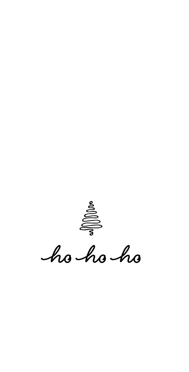 the word ho ho written in black ink on a white background with a christmas tree