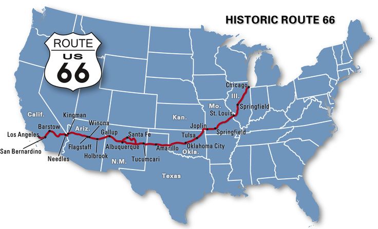 the route 66 map shows where to go and where to stay in the united states