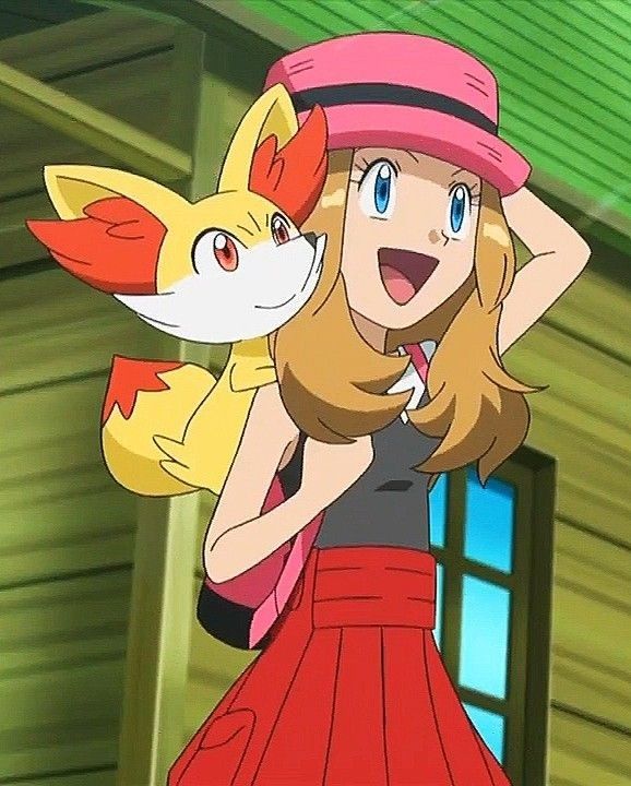 a woman in a red dress and pink hat holding a pokemon pikachu on her shoulder