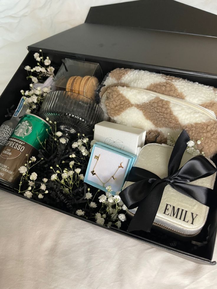 an open black box filled with personal care items