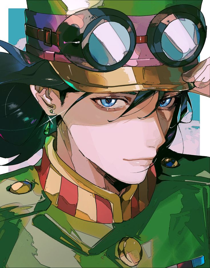 an anime character with goggles on his head