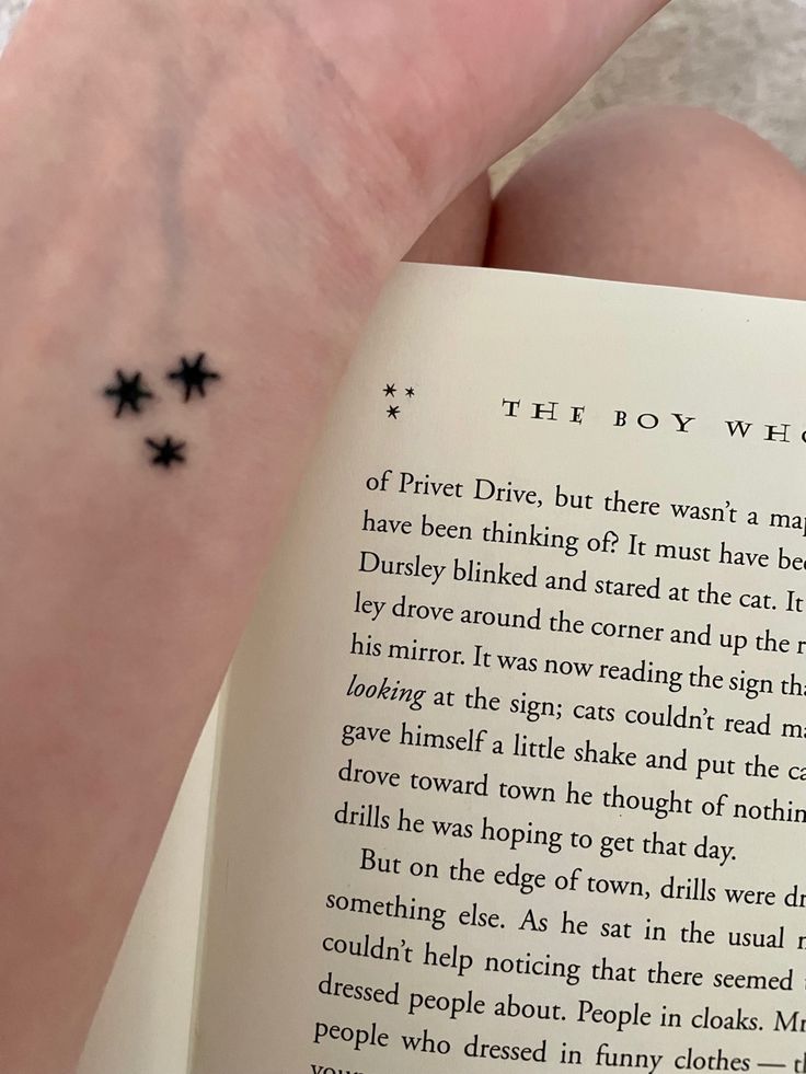 a person's arm with a small star tattoo on it