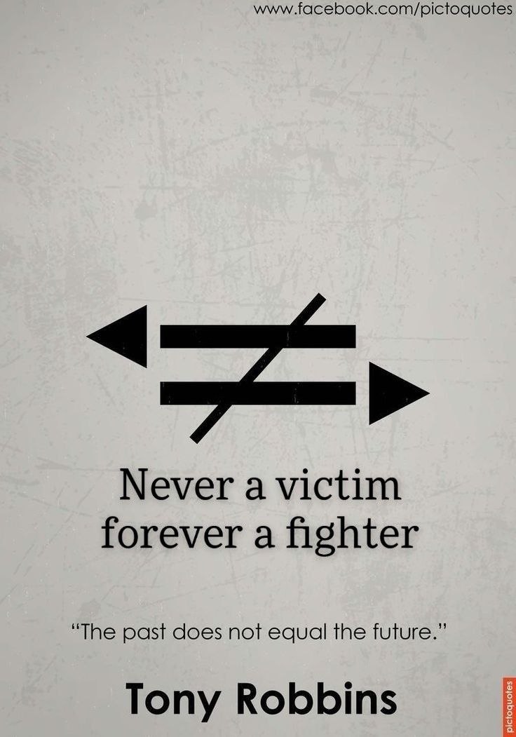 a poster with two arrows pointing in opposite directions and the words never a victim forever a fighter